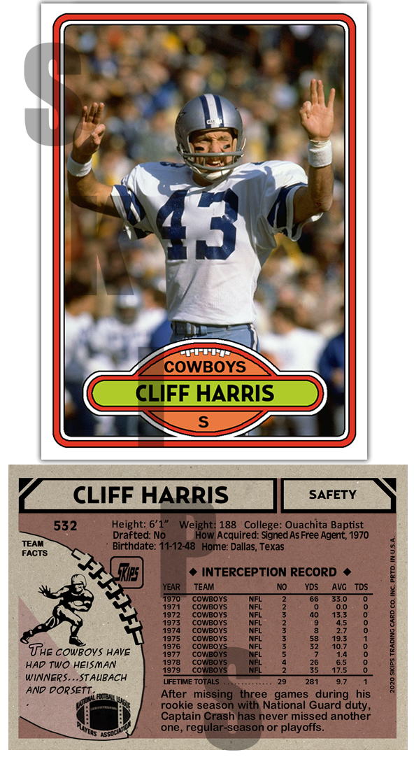 1980 STCC #532 Cliff Harris Topps Dallas Cowboys Custom HOF